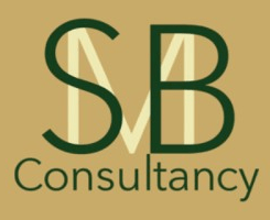 SMB Consultancy logo showing capital letters S & B in dark green superimposed on a capital M in cream, all on a gold-coloured background.